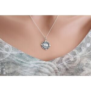 Sterling Silver Handmade Spinning Needle Compass Charm Necklace